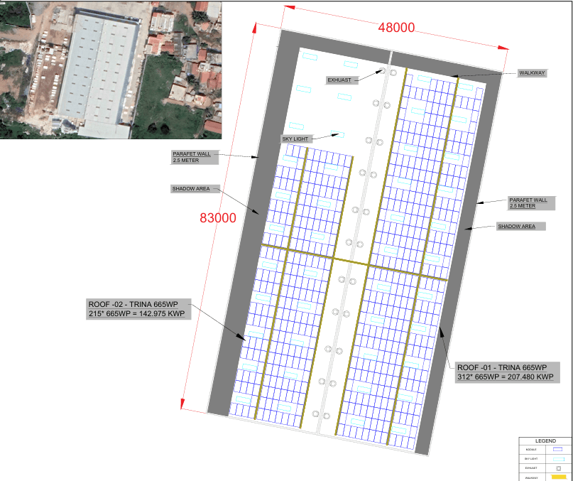 1.5 MWp Rooftop – PV Layout