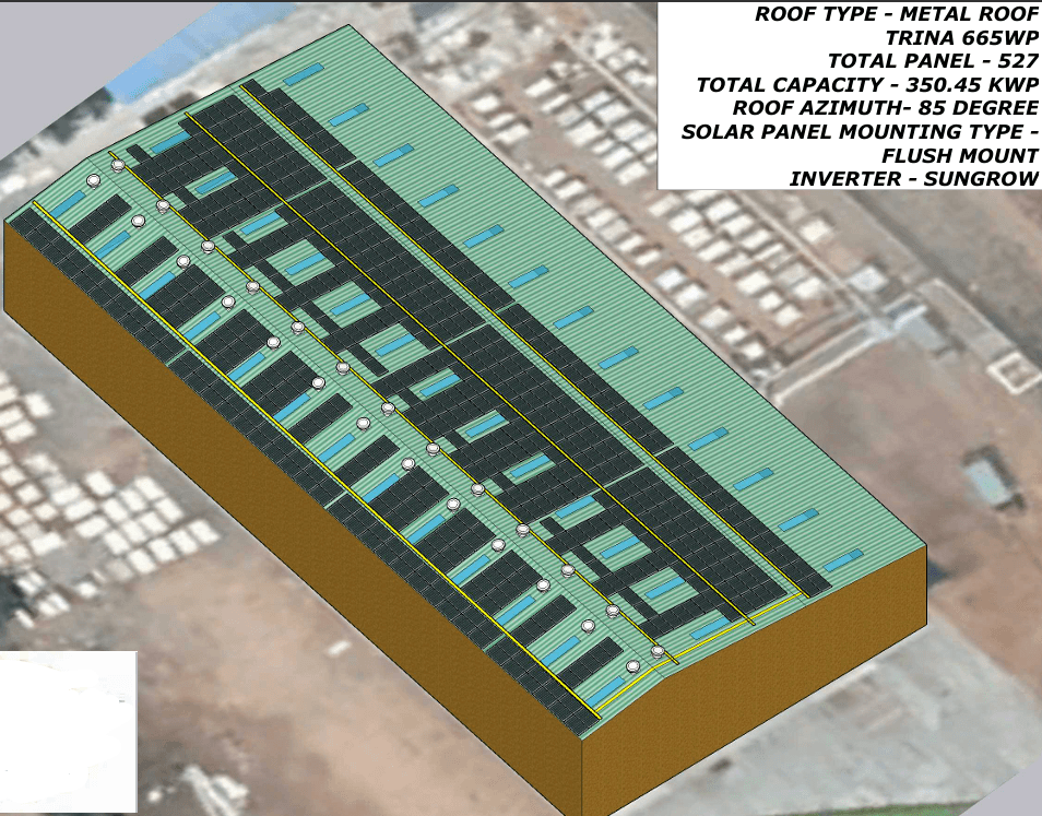 350 kWp Rooftop Proposal – 3D